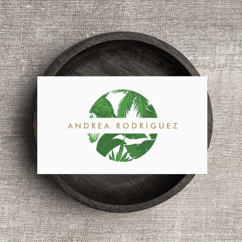Tropical Leaves Circle Logo Business Card