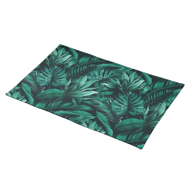 Tropical leaves cloth placemat (On Table)