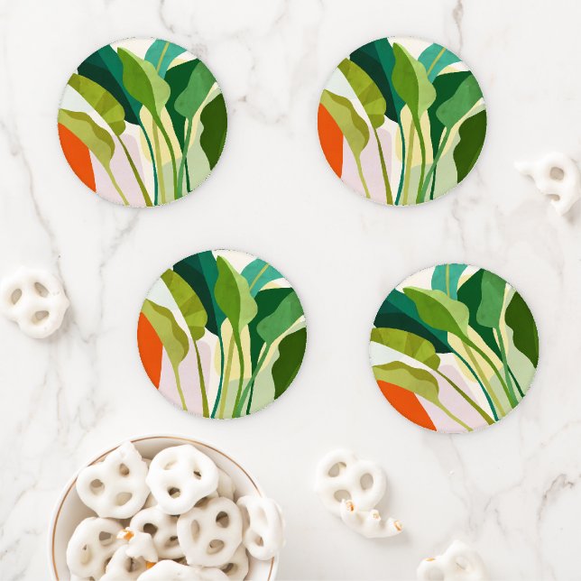 Tropical Leaves Coaster Set (In Situ)