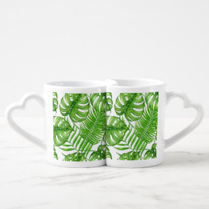 Tropical leaves coffee mug set