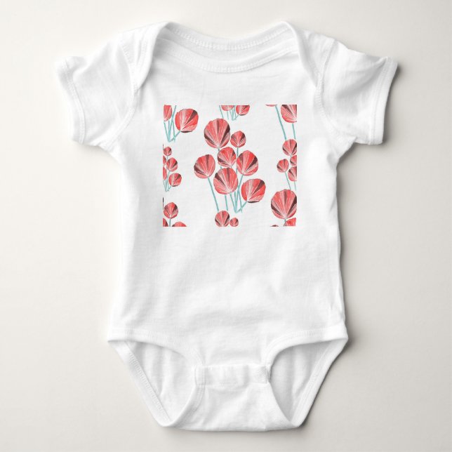 Tropical Leaves: Creative Hand Drawn Pattern Baby Bodysuit (Front)