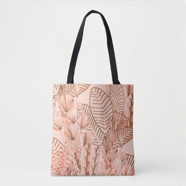 Tropical Leaves: Creative Hand-Drawn Pattern. Tote Bag (Front)