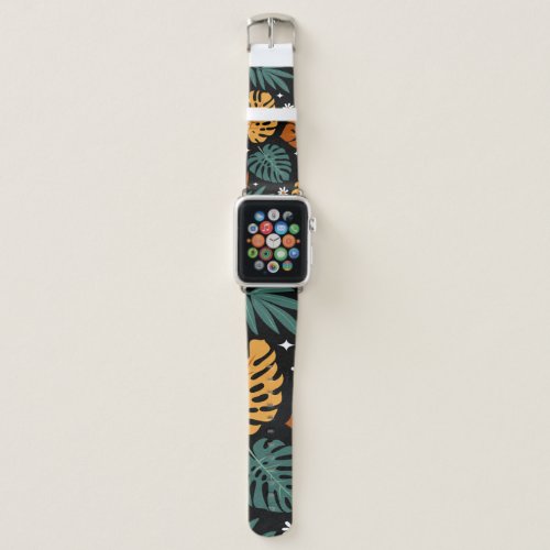 Tropical Leaves Dark Vintage Seamless Apple Watch Band