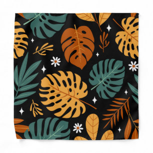 Tropical Leaves: Dark Vintage Seamless. Bandana