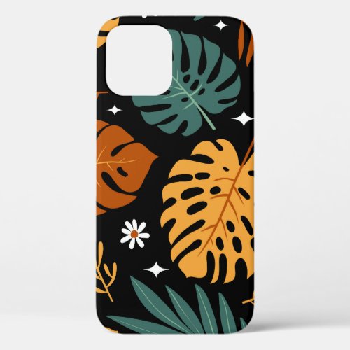 Tropical Leaves Dark Vintage Seamless iPhone 12 Case