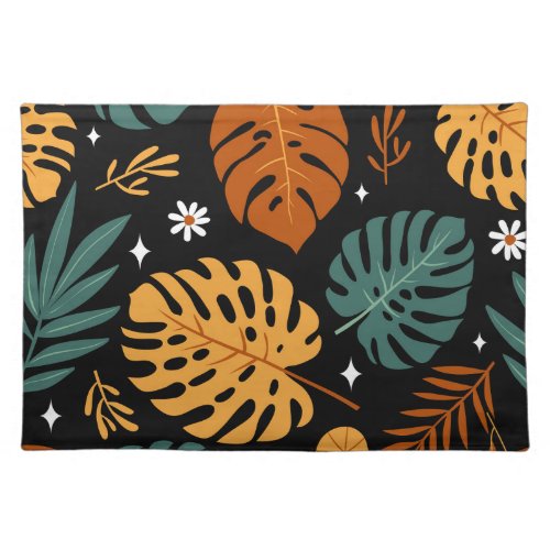 Tropical Leaves Dark Vintage Seamless Cloth Placemat