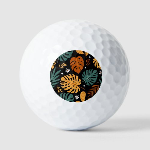 Tropical Leaves Dark Vintage Seamless Golf Balls
