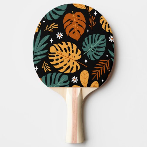 Tropical Leaves Dark Vintage Seamless Ping Pong Paddle