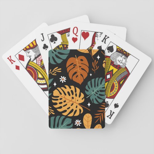 Tropical Leaves Dark Vintage Seamless Playing Cards