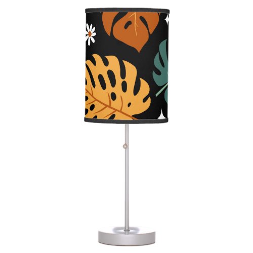 Tropical Leaves Dark Vintage Seamless Table Lamp