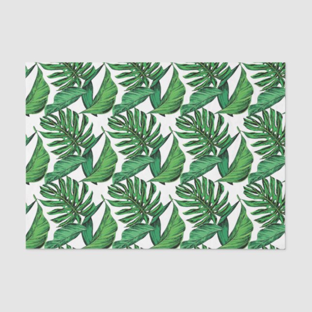 Tropical Leaves Drawing Scrapbookg Decoupage Tissue Paper (Front)