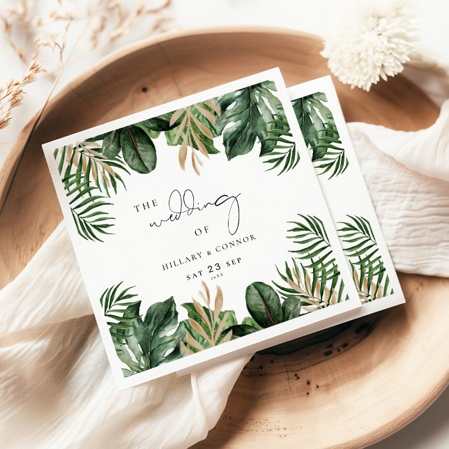 Tropical leaves elegant wedding napkins (Creator Uploaded)