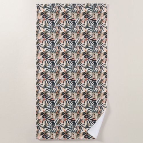 Tropical Leaves Extravaganza Beach Towel