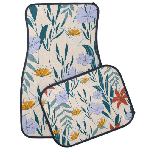 Tropical Leaves Fashionable Abstract Background Car Floor Mat