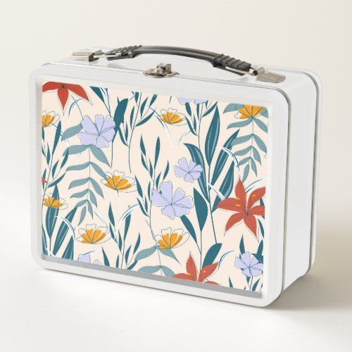 Tropical Leaves Fashionable Abstract Background Metal Lunch Box