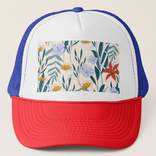 Tropical Leaves Fashionable Abstract Background Trucker Hat
