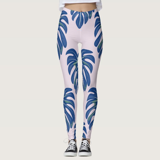 Tropical Leaves Fashionable Seamless Pattern Leggings (Front)