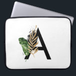 Tropical Leaves Faux Gold Foil Letter A Monogram Laptop Sleeve<br><div class="desc">Tropical Leaves Faux Gold Foil Letter A Monogram Laptop Sleeve | Boho monogram laptop sleeve featuring watercolor tropical leaves with faux gold foil accent. This tropical laptop sleeve is perfect for summer. This design is available in other items.</div>