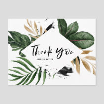 Tropical Leaves Faux Gold Foil Rustic Thank You Postcard