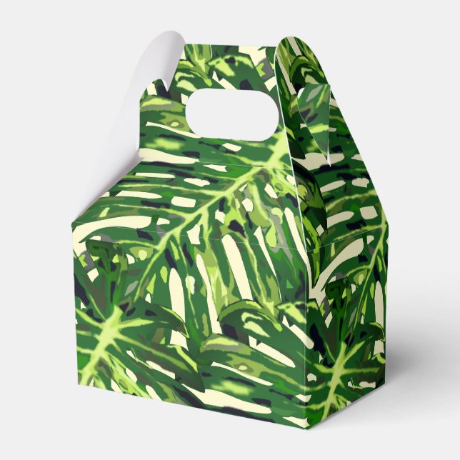 Tropical Leaves Favor Box (Front Side)