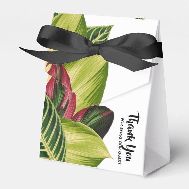 Tropical Leaves Favor Box (Front Side)