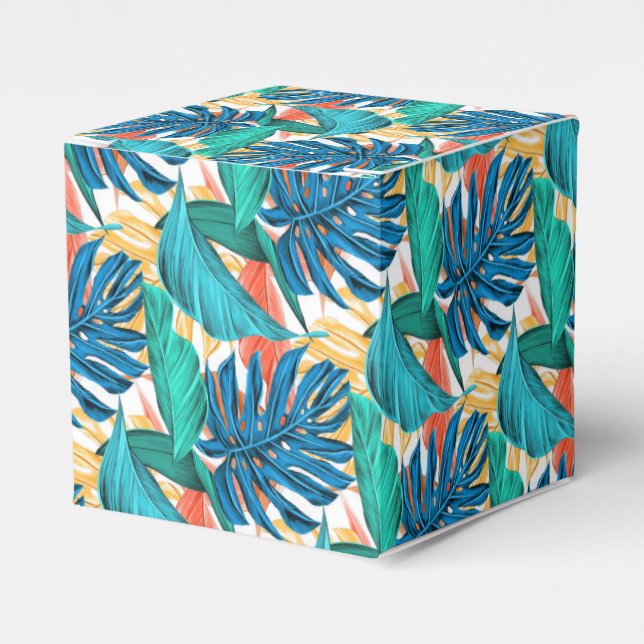 Tropical Leaves Favor Box Gift (Front Side)
