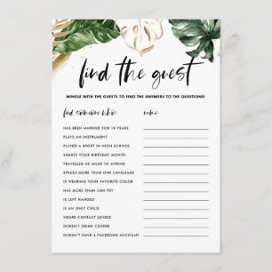 Tropical Leaves Find The Guest Shower Game Card