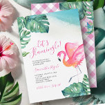 Tropical Leaves Flamingo 60th Birthday Party Invitation<br><div class="desc">This fun 60th Birthday party invitation features the the words "Let's Flamingle" with the guest of honor's name set in a modern handwritten script typography with event details in a classic serif font. A replica of my original watercolor pink flamingo and monstera palm leaves in shades of blues, greens and...</div>