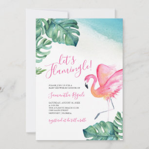 Tropical Leaves Flamingo Baby Shower