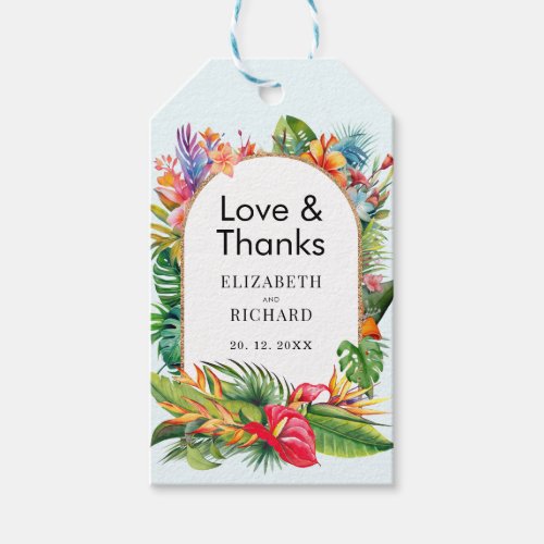 Tropical Leaves Floral Beach Wedding Gift Tags