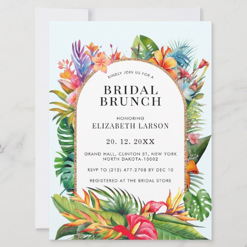 Tropical Leaves Floral Beach Wedding Invitation