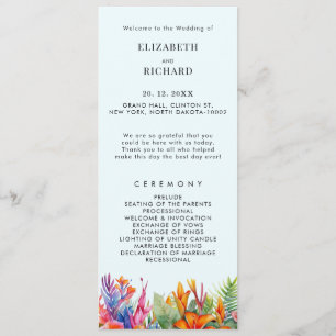 Tropical Leaves Floral Beach Wedding Program