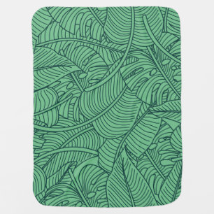 Tropical Leaves Floral Pattern Baby Blanket