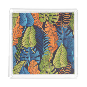 Tropical leaves, floral seamless pattern. acrylic tray