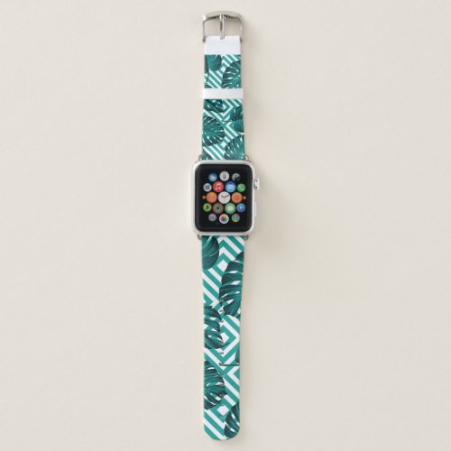 Tropical Leaves Floral Seamless Pattern Apple Watch Band