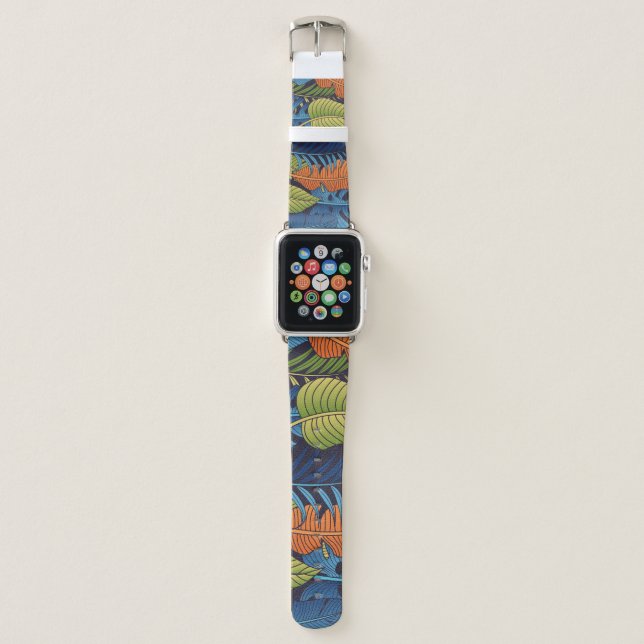 Tropical leaves, floral seamless pattern. apple watch band (Front)