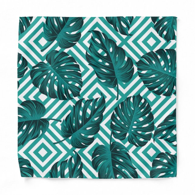 Tropical Leaves: Floral Seamless Pattern. Bandana (Front)