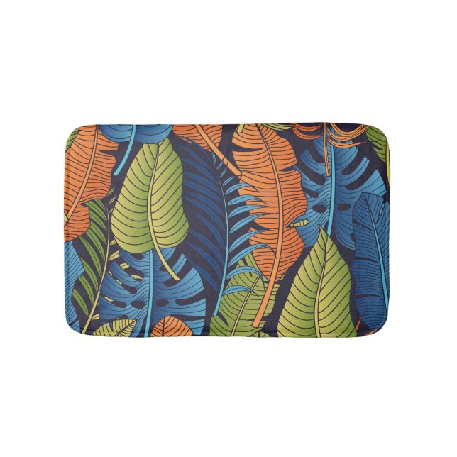 Tropical leaves, floral seamless pattern. bath mat (Front)