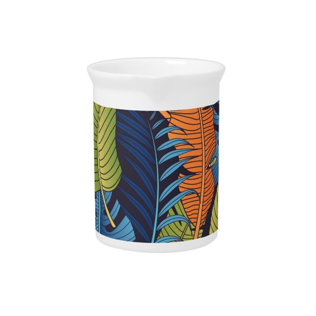Tropical leaves, floral seamless pattern. beverage pitcher (Front)