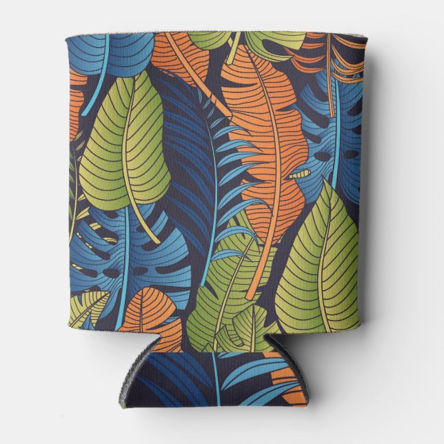 Tropical leaves, floral seamless pattern. can cooler (Front)