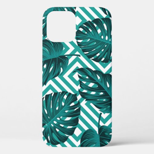 Tropical Leaves Floral Seamless Pattern iPhone 12 Case