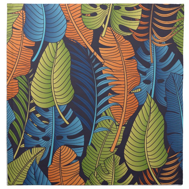 Tropical leaves, floral seamless pattern. cloth napkin (Front)
