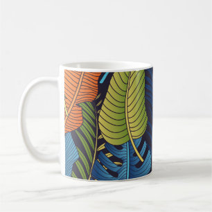 Tropical leaves, floral seamless pattern. coffee mug