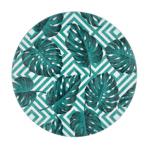 Tropical Leaves Floral Seamless Pattern Cutting Board