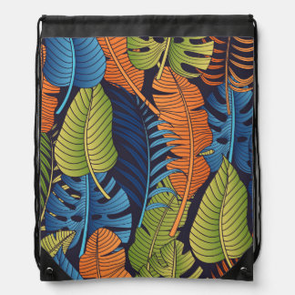 Tropical leaves, floral seamless pattern. drawstring bag