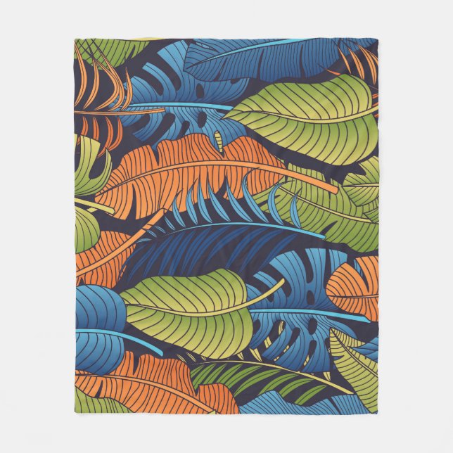 Tropical leaves, floral seamless pattern. fleece blanket (Front)