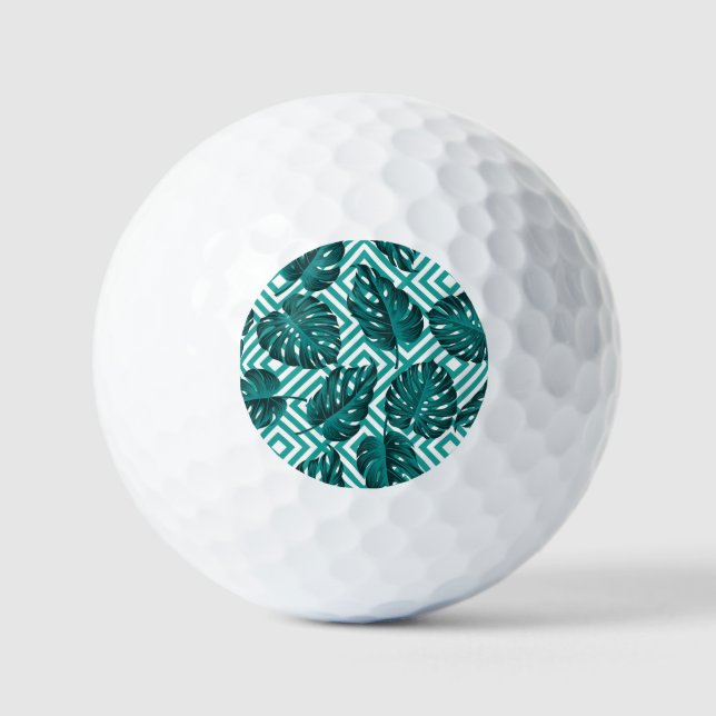 Tropical Leaves: Floral Seamless Pattern. Golf Balls (Front)