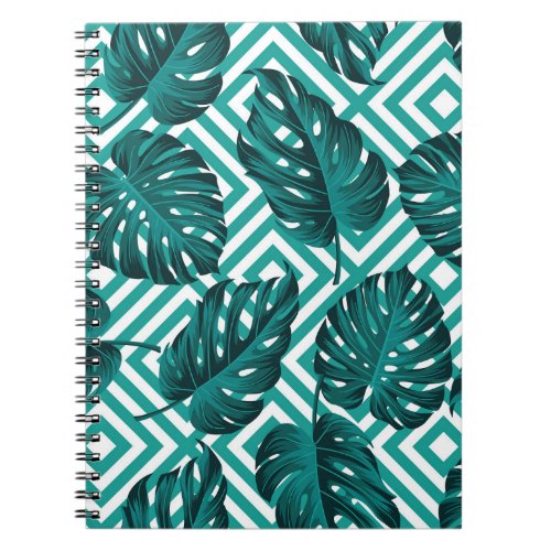 Tropical Leaves Floral Seamless Pattern Notebook