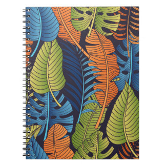 Tropical leaves, floral seamless pattern. notebook