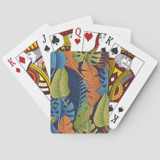 Tropical leaves, floral seamless pattern. poker cards